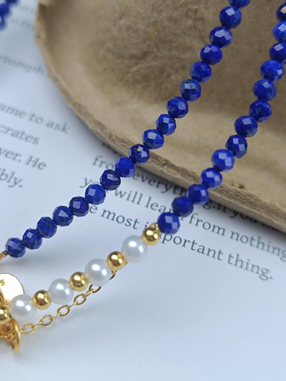 Lapis Lazuli Buddha Pendant Necklace Natural Freshwater Pearls, Sterling Silver
