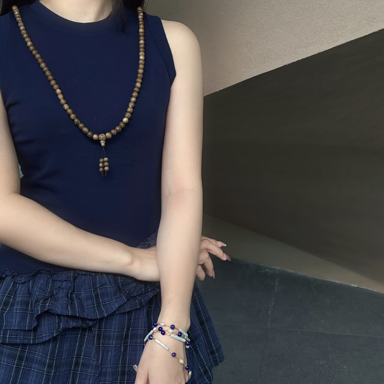 Lapis Lazuli and Pearl Necklace Bracelet Baroque Pearls, 925 Sterling Silver