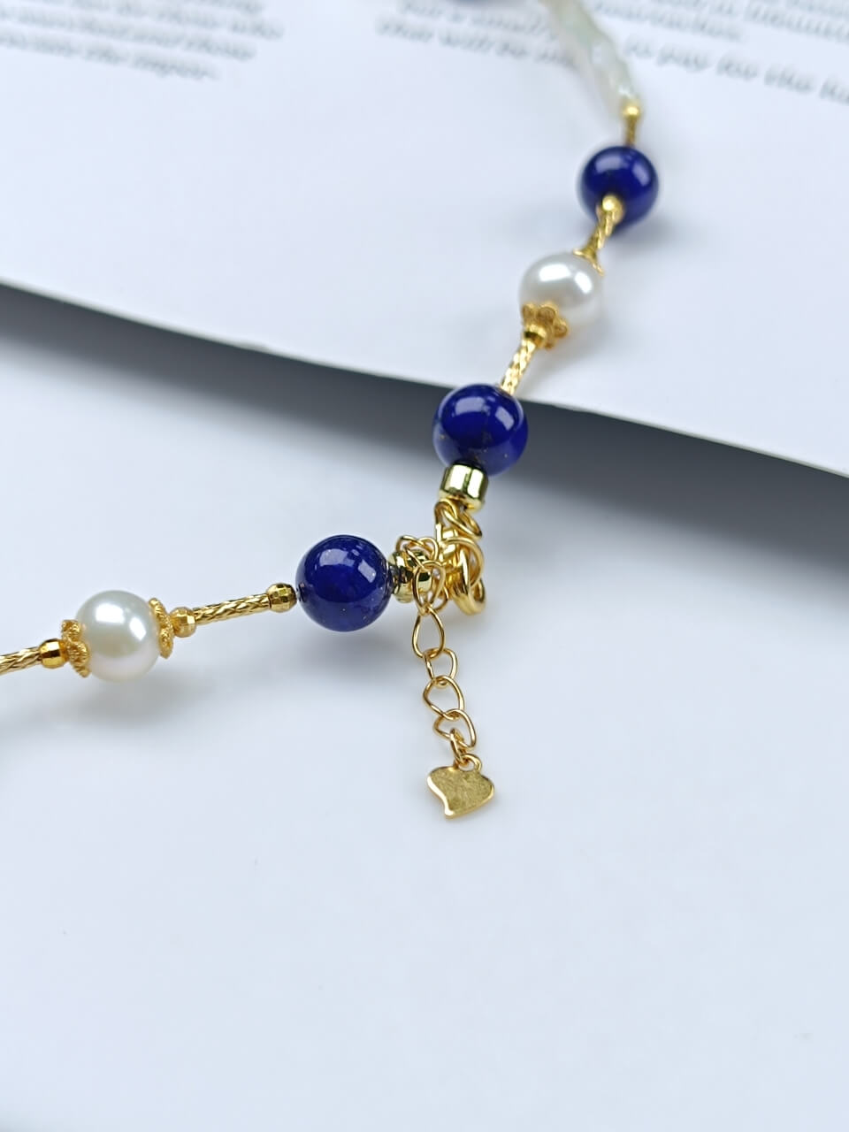 Lapis Lazuli and Pearl Necklace Bracelet Baroque Pearls, 925 Sterling Silver
