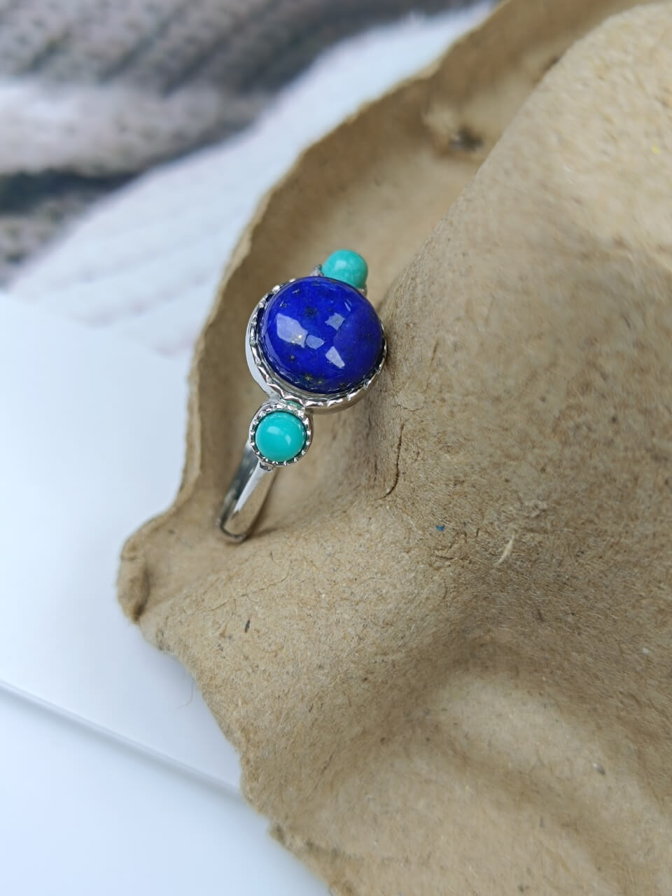 Lapis Lazuli and Turquoise Ring Turquoise, Sterling Silver