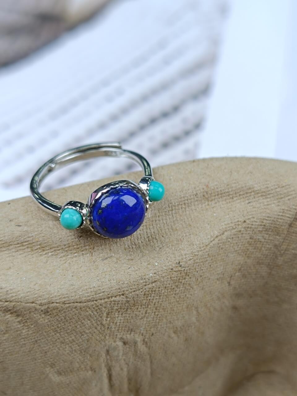 Lapis Lazuli and Turquoise Ring Turquoise, Sterling Silver