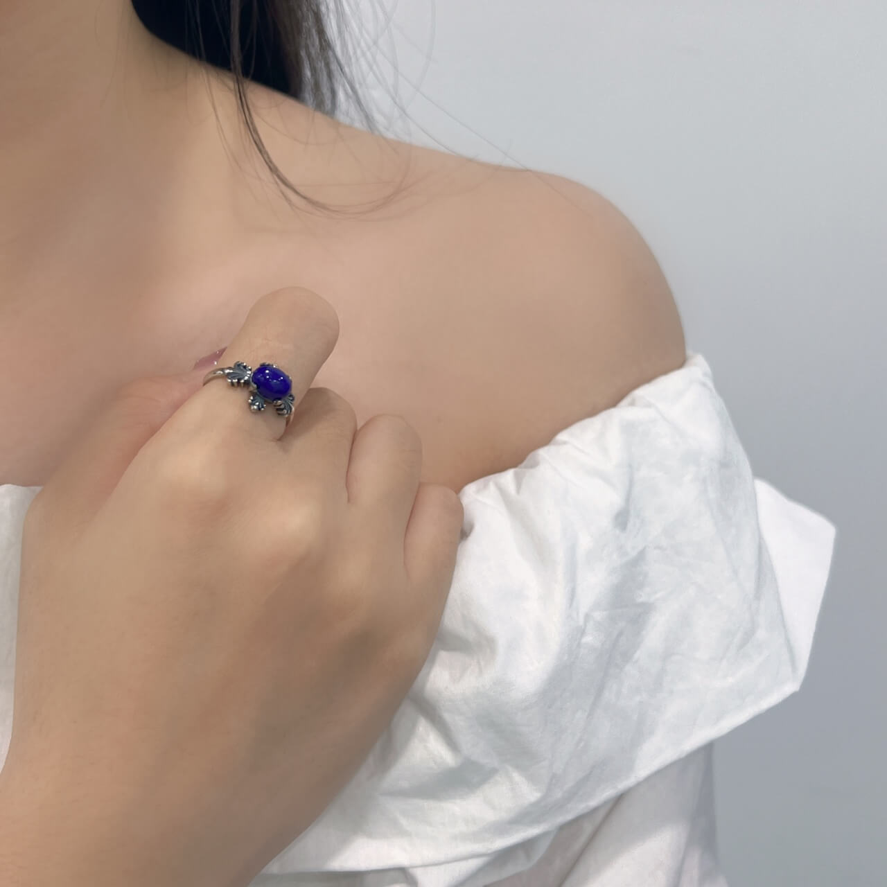 Lapis Lazuli and Silver Inlay Ring Sterling Silver