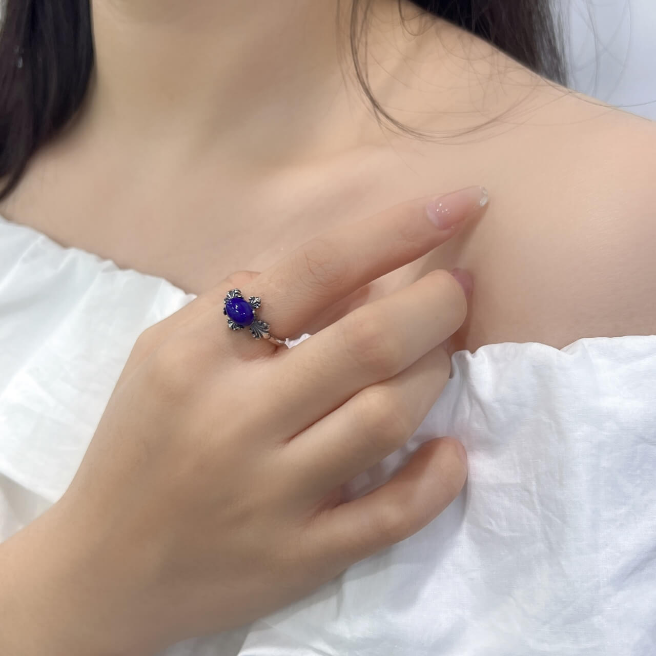 Lapis Lazuli and Silver Inlay Ring Sterling Silver