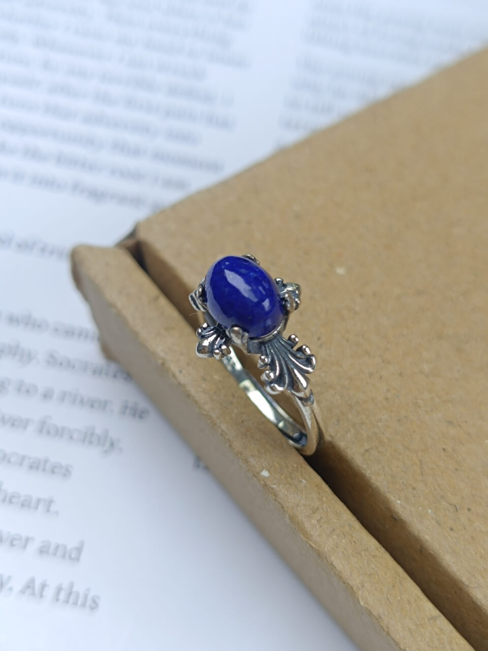 Lapis Lazuli and Silver Inlay Ring Sterling Silver