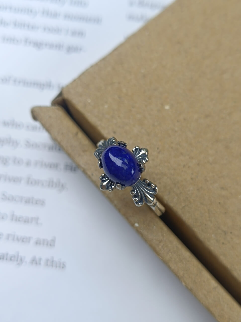 Lapis Lazuli and Silver Inlay Ring Sterling Silver
