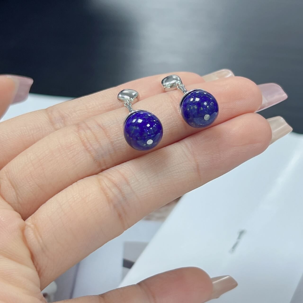 Silver Teardrop Lapis Lazuli Earrings 925 Sterling Silver