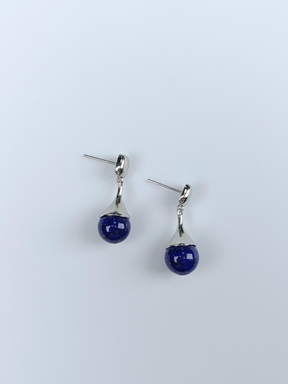 Silver Teardrop Lapis Lazuli Earrings 925 Sterling Silver