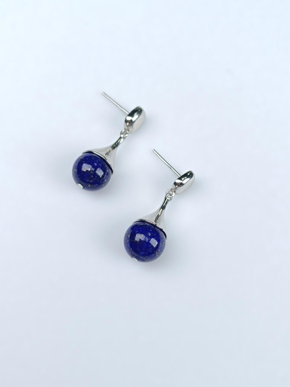Silver Teardrop Lapis Lazuli Earrings 925 Sterling Silver
