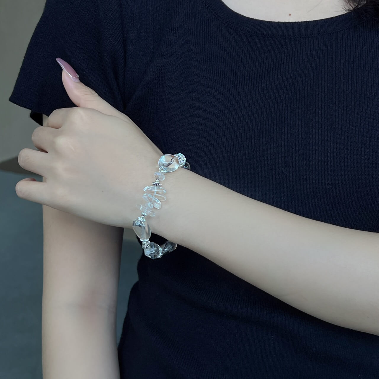 Karma Stone Unique-Shaped Purifying Clear Crystal Bracelet