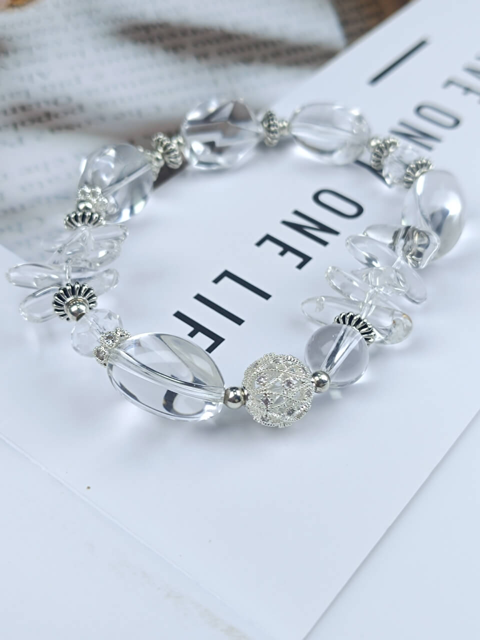 Karma Stone Unique-Shaped Purifying Clear Crystal Bracelet