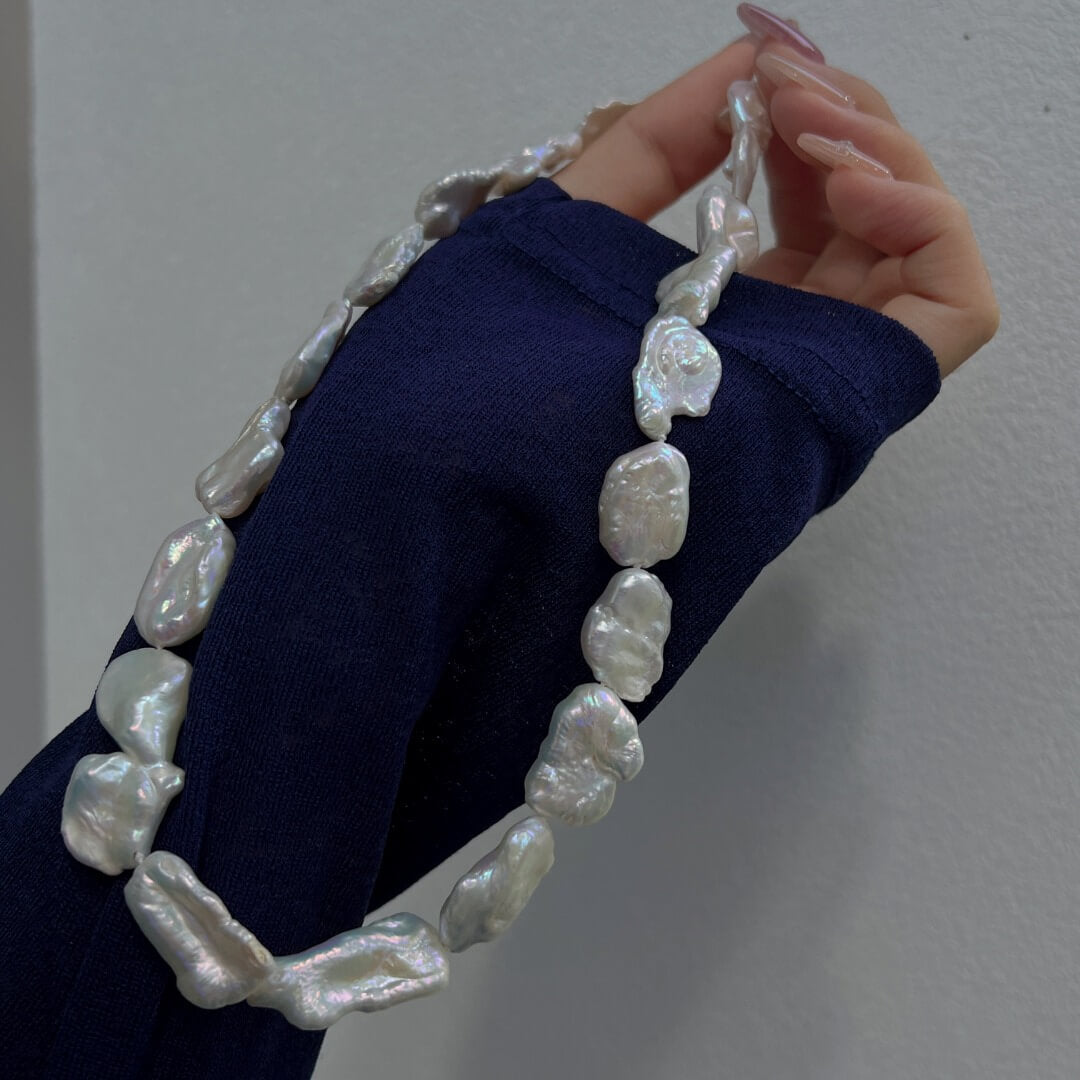 Baroque Necklace Nucleus-Free Freshwater Pearls, Strong Luster
