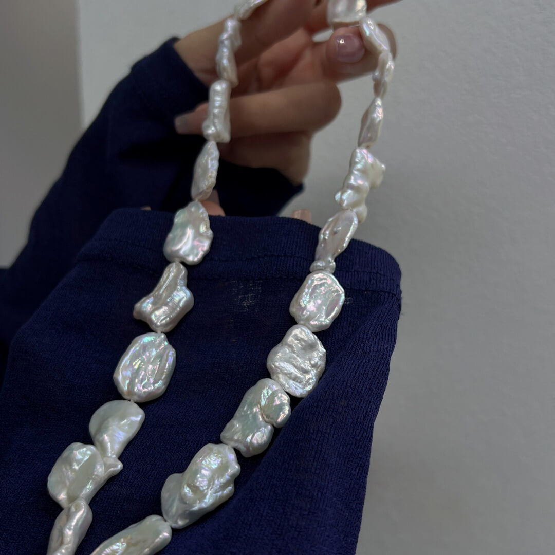 Baroque Necklace Nucleus-Free Freshwater Pearls, Strong Luster