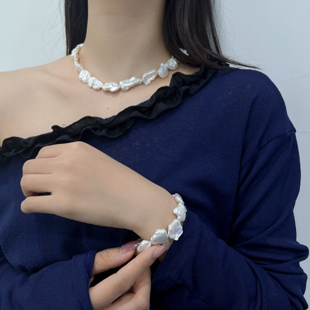 Baroque Necklace Nucleus-Free Freshwater Pearls, Strong Luster