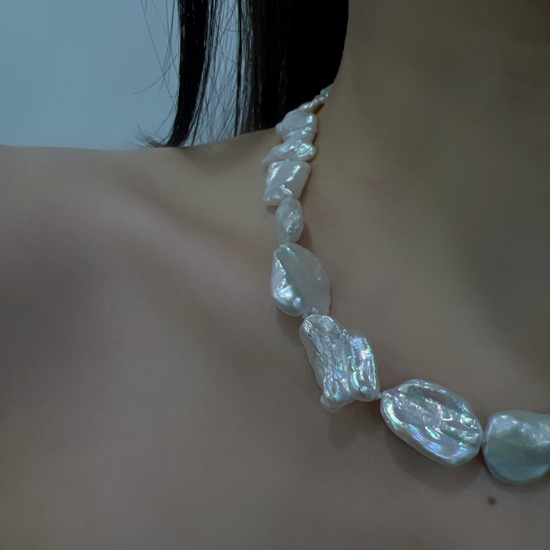 Baroque Necklace Nucleus-Free Freshwater Pearls, Strong Luster