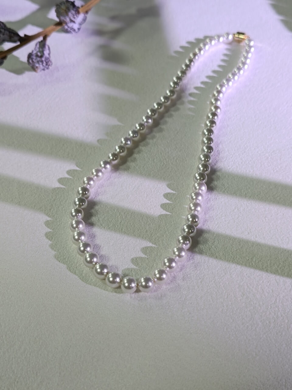 Shell Pearl Near-Round Strong Cold Light Necklace 6mm Magnetic Clasp