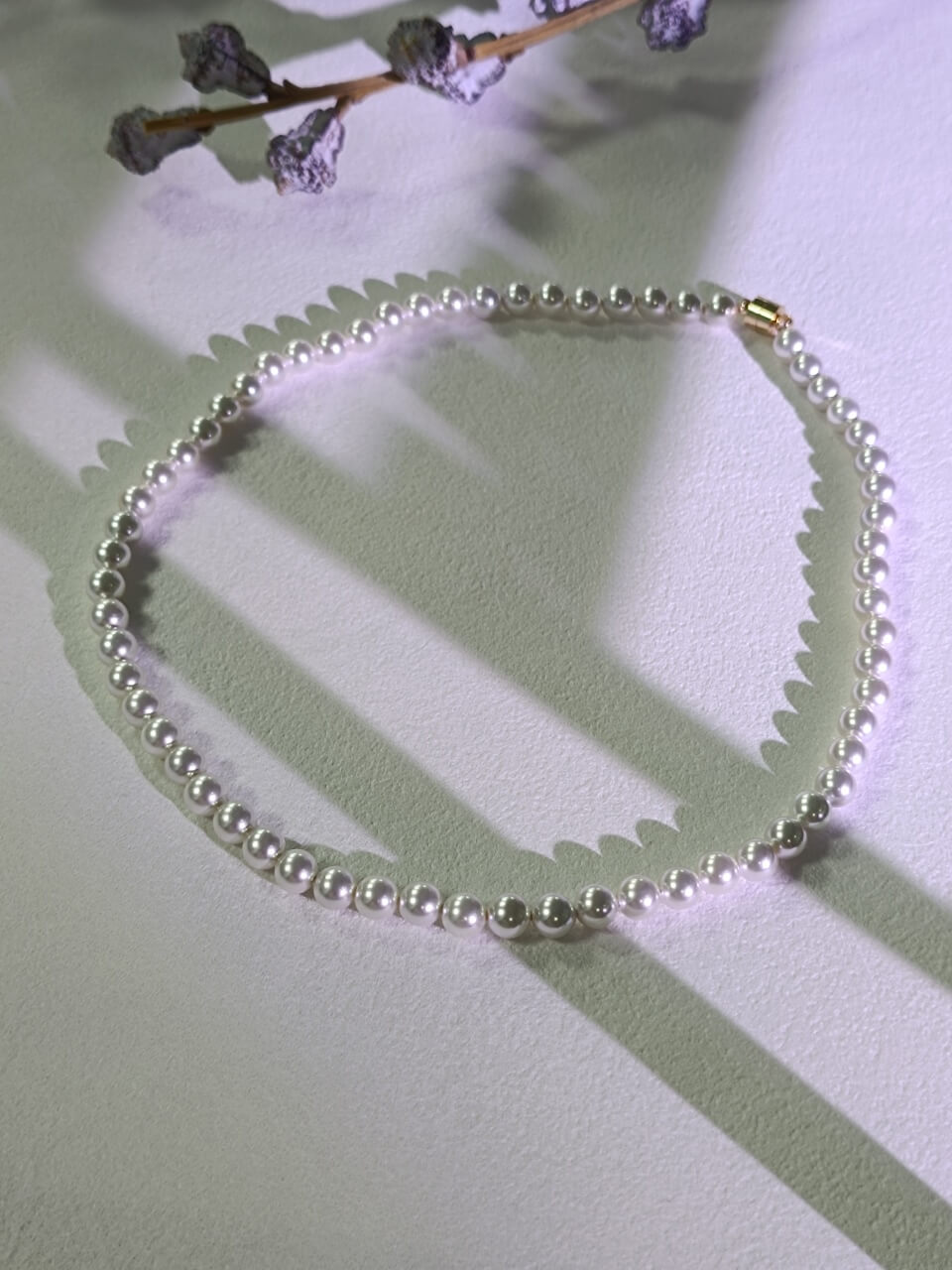 Shell Pearl Near-Round Strong Cold Light Necklace 6mm Magnetic Clasp