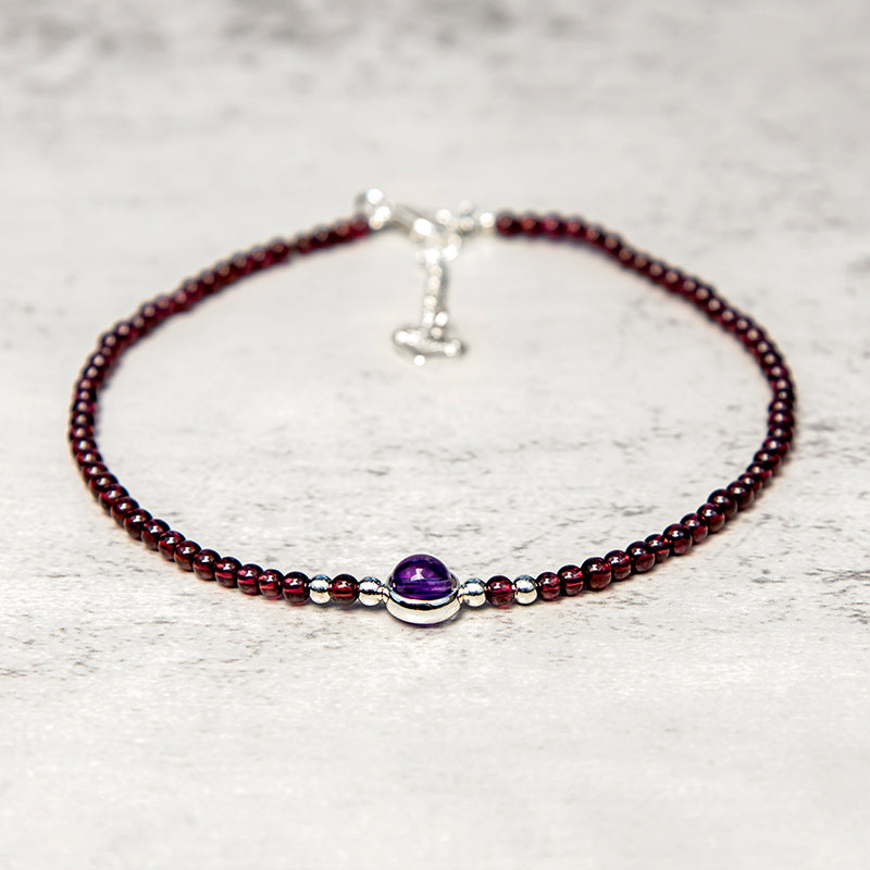 Karma Stone Garnet Amethyst Purification Calm Anklet