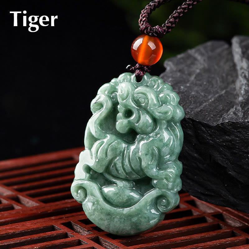 Karma Stone Natural Jade 12 Chinese Zodiac Prosperity Necklace Pendant