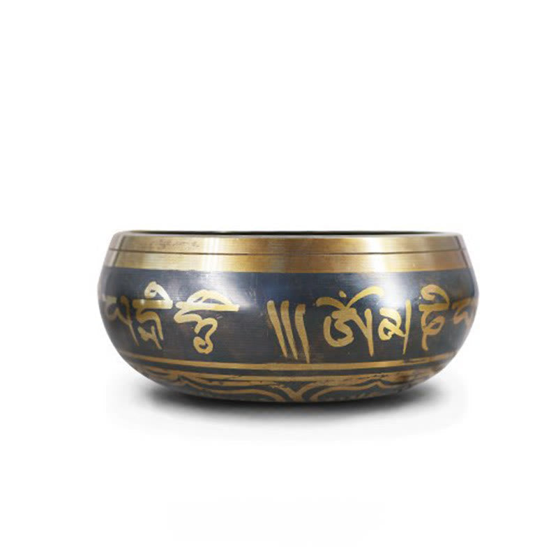 Karma Stone Tibetan Meditation Bowl for Healing and Mindfulness Om Mani Padme Hum Singing Bowl