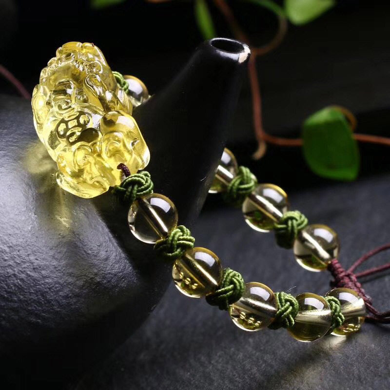 Karma Stone Natural Citrine Pixiu Wealth Protection Bracelet