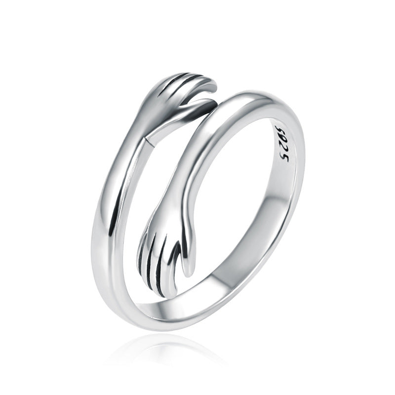 Karma Stone 925 Sterling Silver Love Hug Thumb Ring