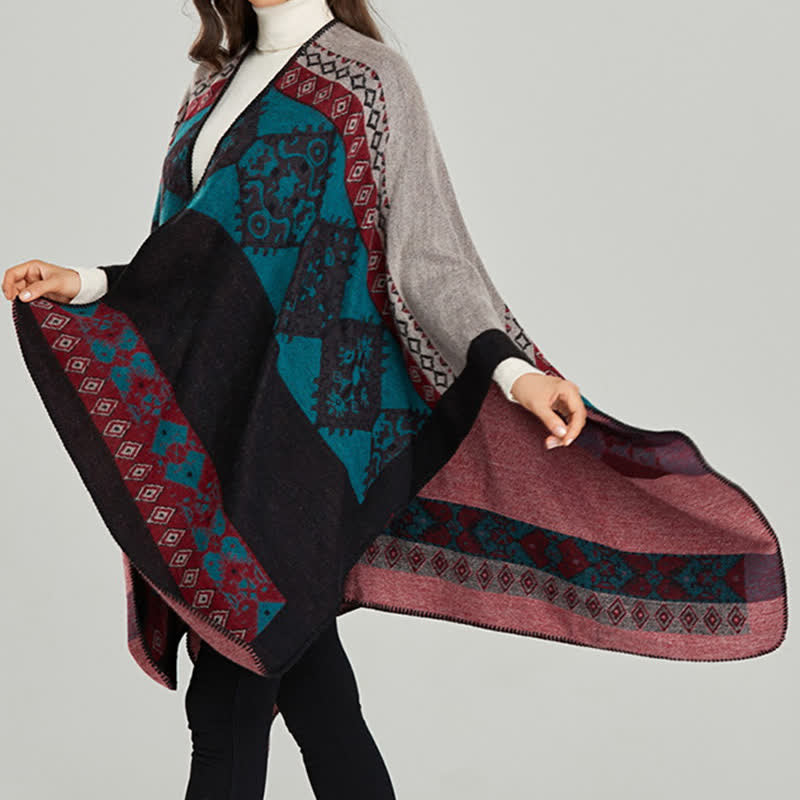 Karma Stone Tibetan Shawl Diamond Pattern Winter Warm Cloak Scarf