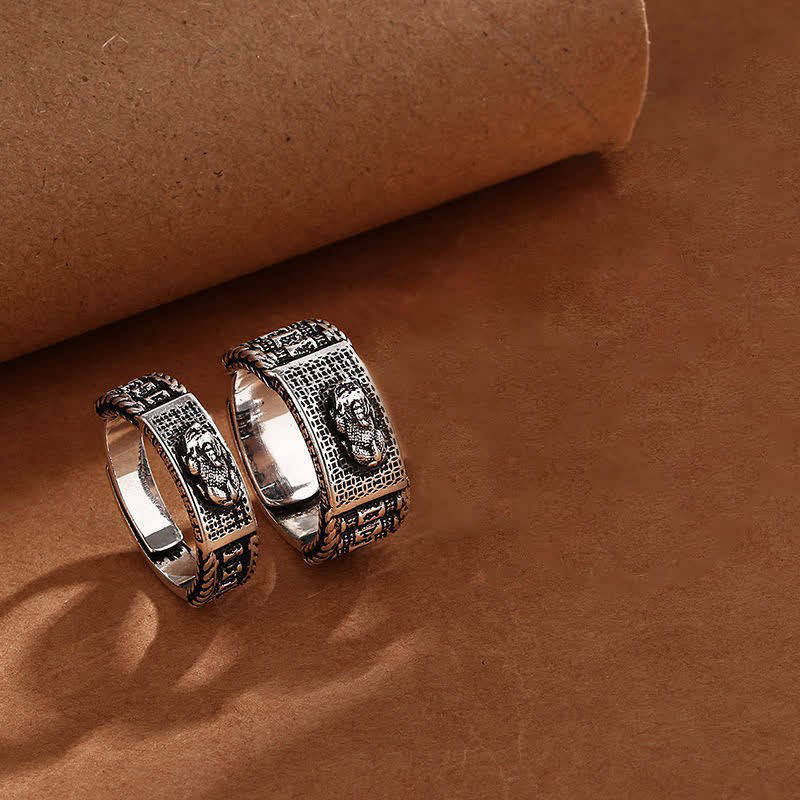 Karma Stone Lucky FengShui PiXiu Wealth Prayer Wheels Couple Ring