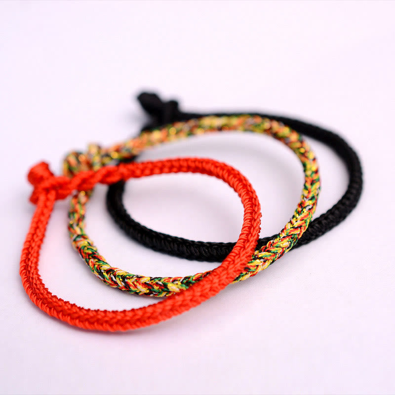 Karma Stone Tibetan handmade eight-thread peace knot protective woven Tibetan red string bracelet