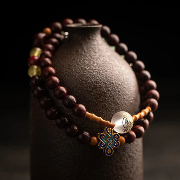 Karma Stone Chinese Zodiac Natal Buddha Red Agate Small Leaf Red Sandalwood Cinnabar Amulet Blessing Double Wrap Bracelet