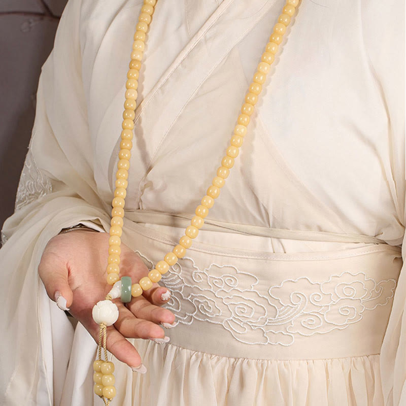 Karma Stone Natural Bodhi Seed Lotus Dzi Bead Peace Harmony Charm Bracelet