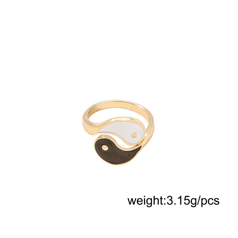 Karma Stone Yin Yang Symbol Adjustable Blessing Couple Ring