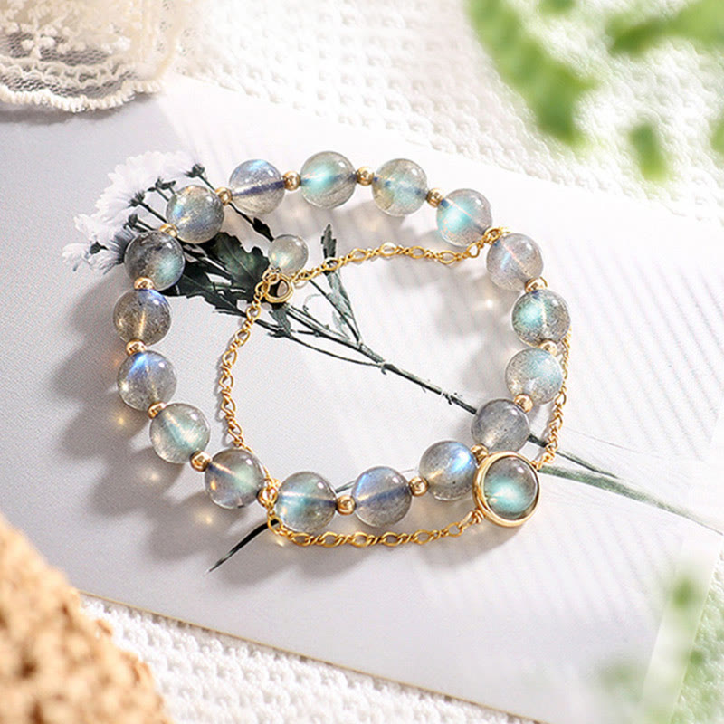Karma Stone 14k Gold Plated Natural Moonstone Healing Love Bracelet