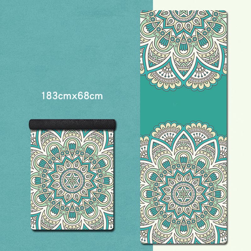 Karma Stone Tibetan Mandala Elephant Lotus Koi Fish Mindful Natural Rubber Yoga Mat Decoration