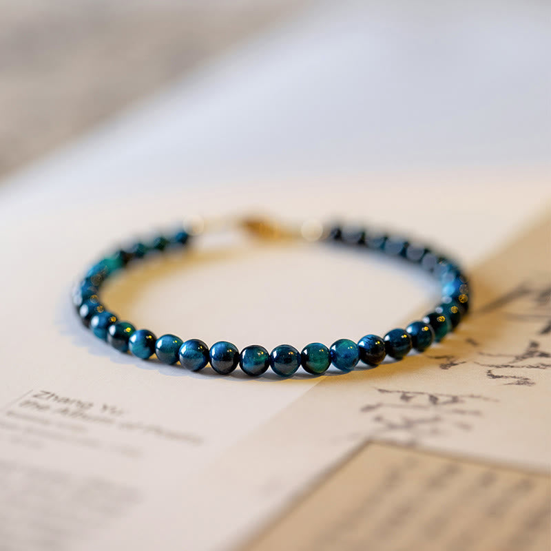 Karma Stone Natural Blue Tiger Eye Stone Protection Chain Bracelet