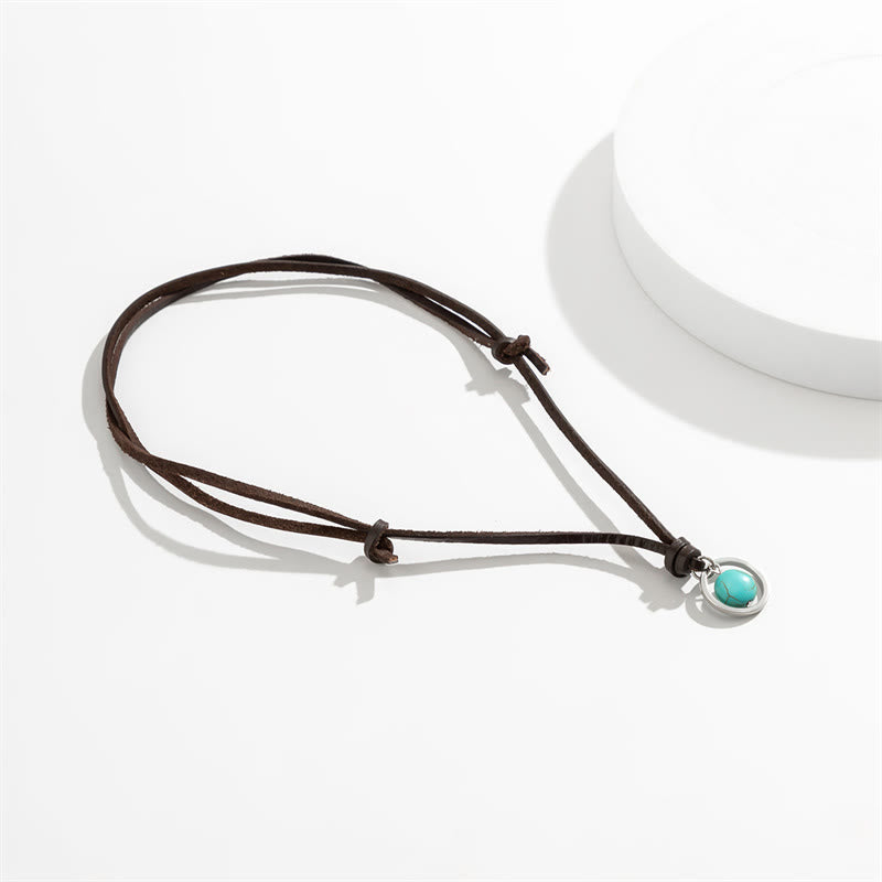 Karma Stone Round Turquoise Stone Protection Strength Necklace Pendant
