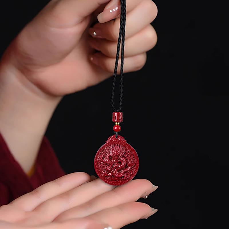 Karma Stone Year of the Dragon Natural Cinnabar Dragon Protection Necklace Pendant