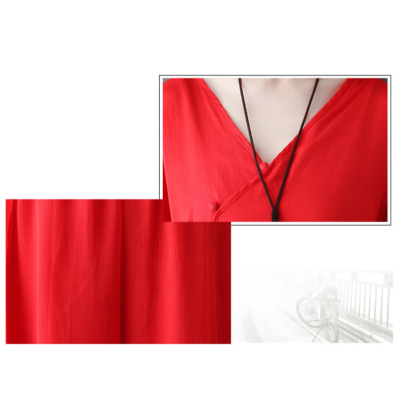 Karma Stone V-Neck Midi Tunic Dress Wide Leg Pants Meditation Zen Practice Dance Clothing