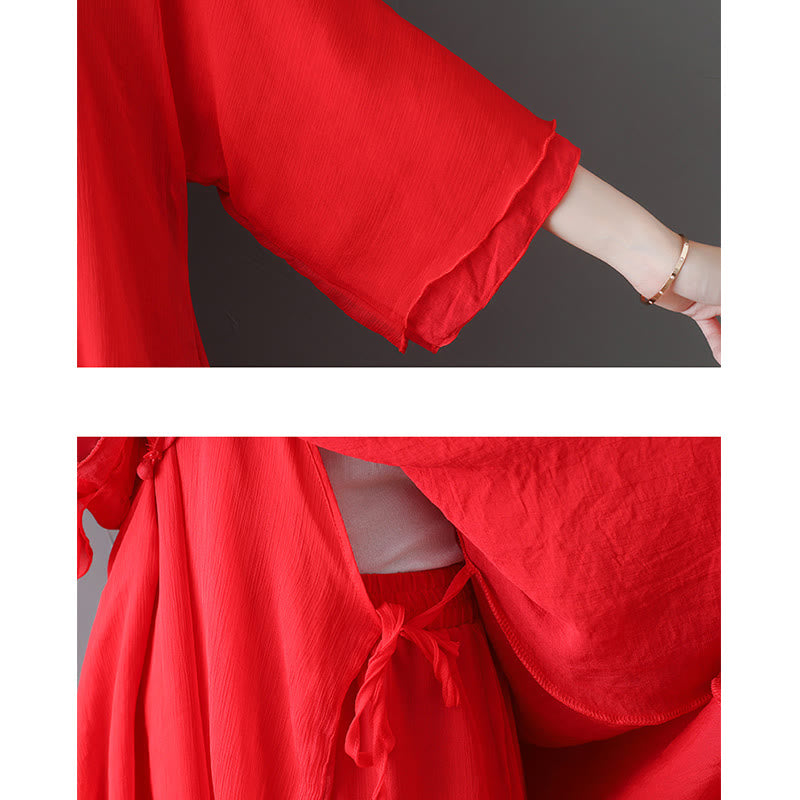 Karma Stone V-Neck Midi Tunic Dress Wide Leg Pants Meditation Zen Practice Dance Clothing
