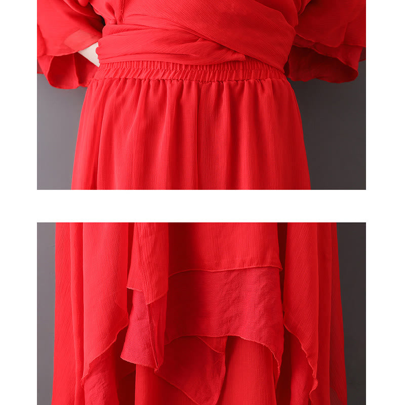 Karma Stone V-Neck Midi Tunic Dress Wide Leg Pants Meditation Zen Practice Dance Clothing