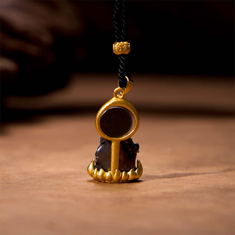Karma Stone Tibetan Yellow Jambhala Yellow God of Wealth Buddha Serenity Necklace Pendant
