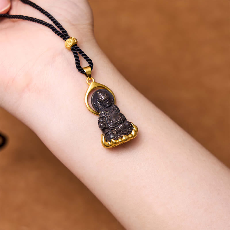 Karma Stone Tibetan Yellow Jambhala Yellow God of Wealth Buddha Serenity Necklace Pendant