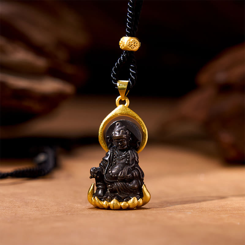 Karma Stone Tibetan Yellow Jambhala Yellow God of Wealth Buddha Serenity Necklace Pendant