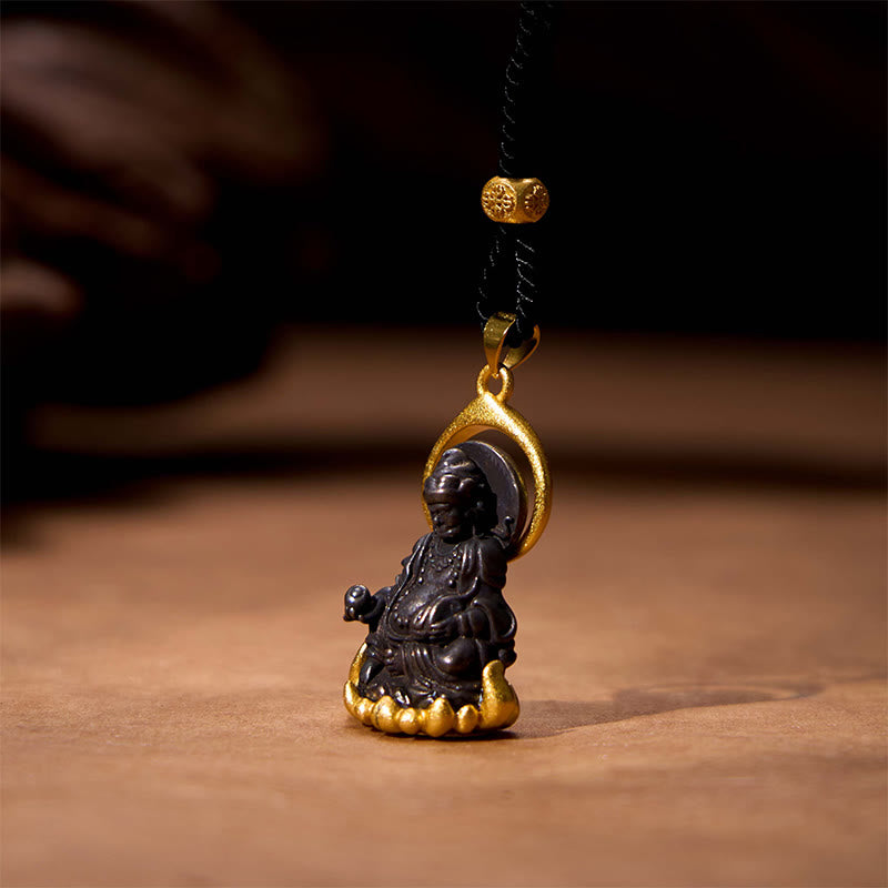 Karma Stone Tibetan Yellow Jambhala Yellow God of Wealth Buddha Serenity Necklace Pendant