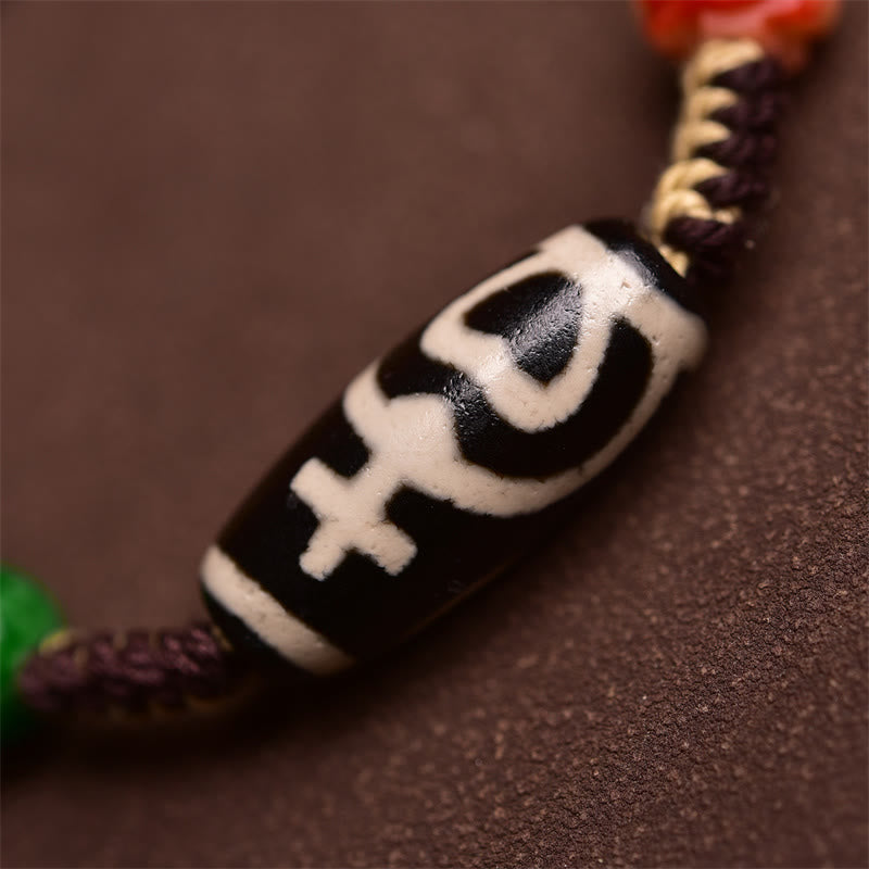Karma Stone Tibetan Dzi Wealth Hand-woven Rope Tibetan Bracelet
