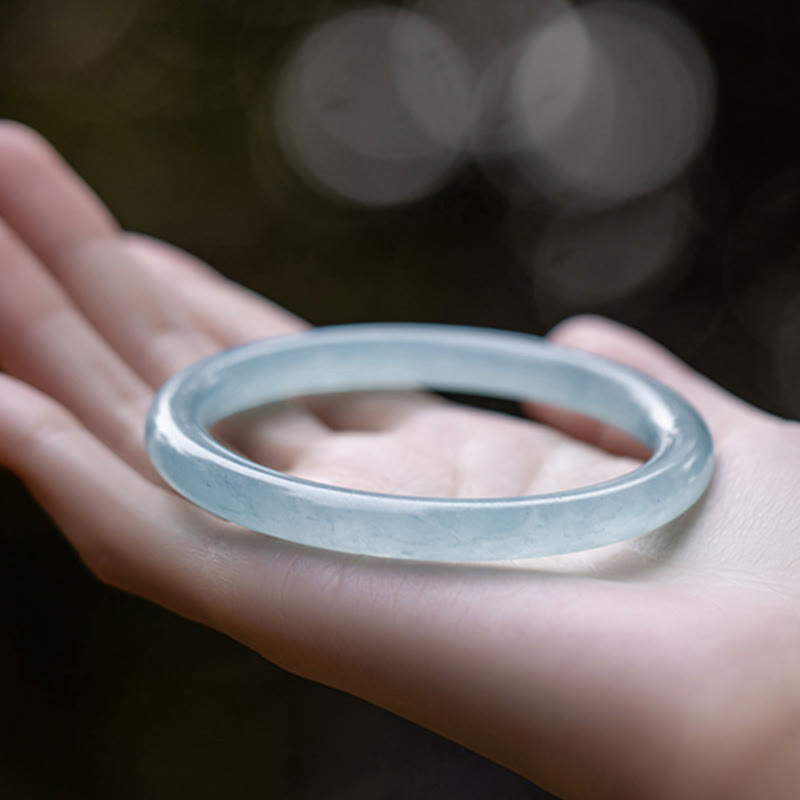 Karma Stone Natural Aquamarine Serenity Bangle Bracelet