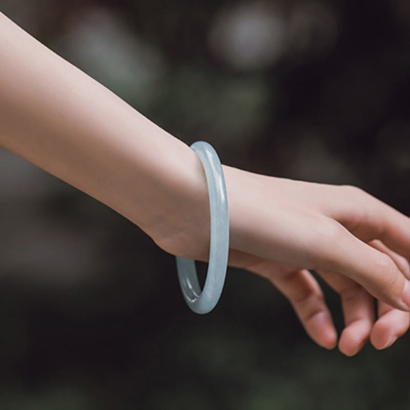 Karma Stone Natural Aquamarine Serenity Bangle Bracelet