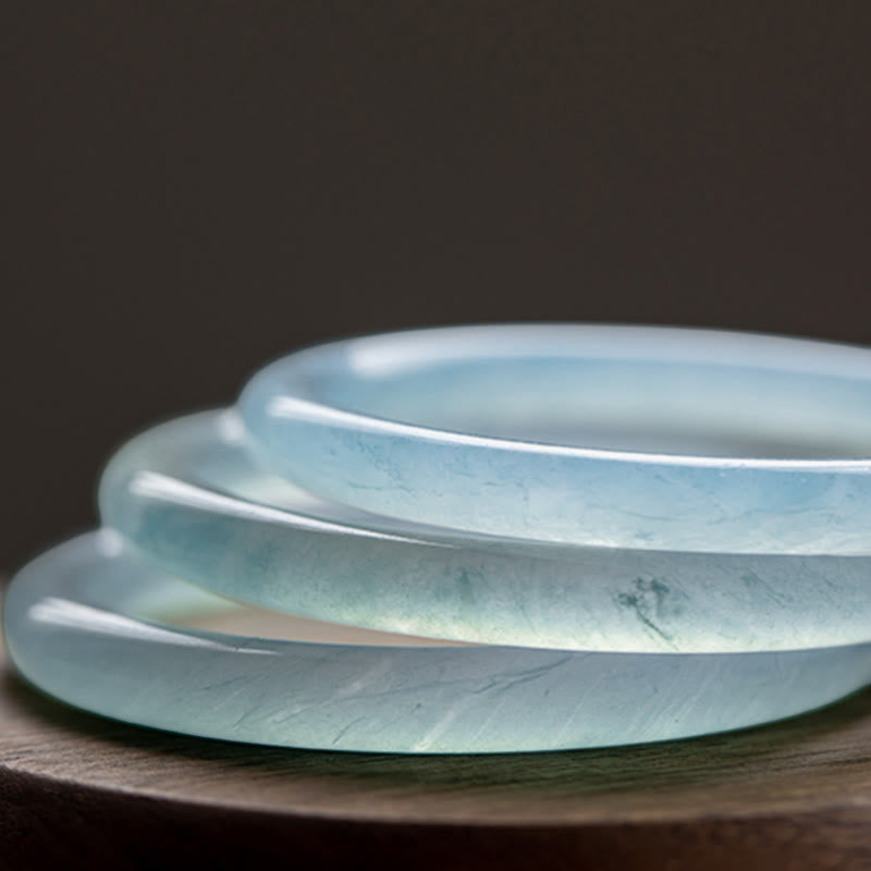 Karma Stone Natural Aquamarine Serenity Bangle Bracelet