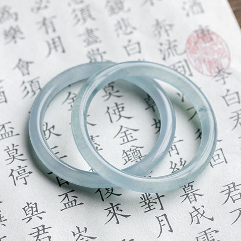 Karma Stone Natural Aquamarine Serenity Bangle Bracelet