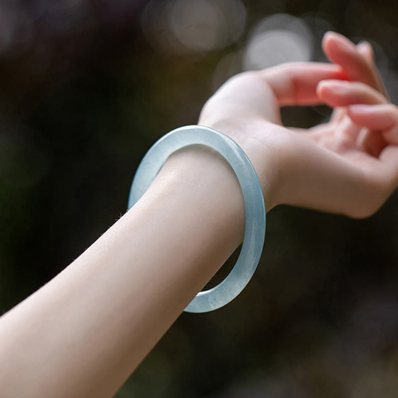Karma Stone Natural Aquamarine Serenity Bangle Bracelet