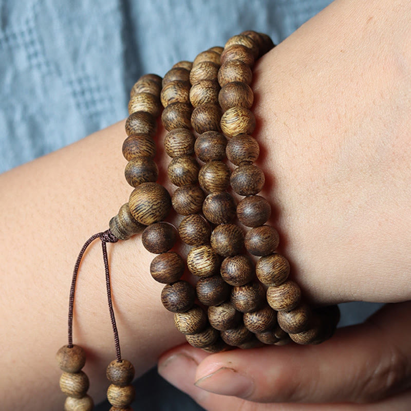 Karma Stone 108 Mala Beads Huizhou Green Qinan Agarwood Peace Strength Bracelet